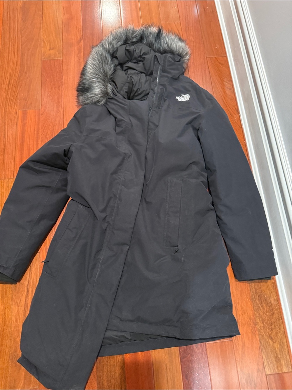 The North Face Women's Black Parka with Faux Fur Trim Hood